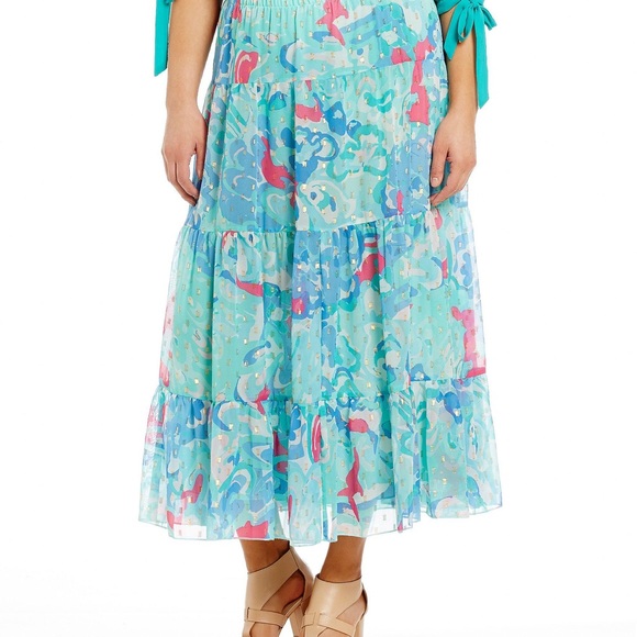 Peter Nygard • 80s Style Tiered Mermaid Maxi Skirt - Picture 2 of 14